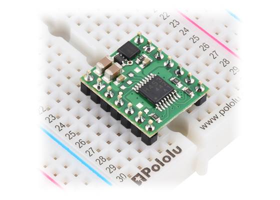 TB67H453FNG Single Brushed DC Motor Driver Carrier in a solderless breadboard (headers not included).