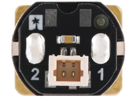 Micro Metal Gearmotor with Back-Entry, 2-Pin JST SH-Style Connector Board, back view.