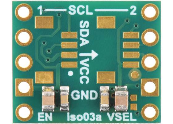 Pololu I²C Isolator with Isolated Power, ISO1640, MIE1W0505BGLVH, 5V/3.3V, 200mA (version without connectors shown). (1)