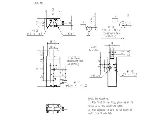 Dimensions (in mm) of the RobustMotion RM-EGB Series 16D Gripper.