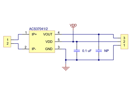 ACS3704x Current Sensor Carrier schematic diagram.