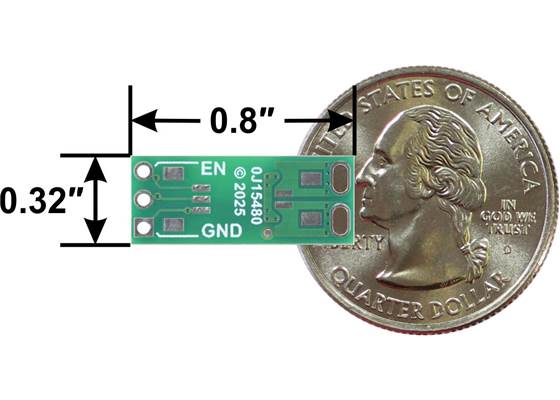 Pololu Isolated Solid State Relay/Switch, SPST, bottom view with dimensions.