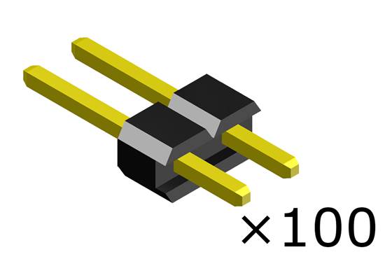 0.100″ (2.54 mm) Breakaway Male Header: 1x2-Pin, Straight, Black, 100-Pack.