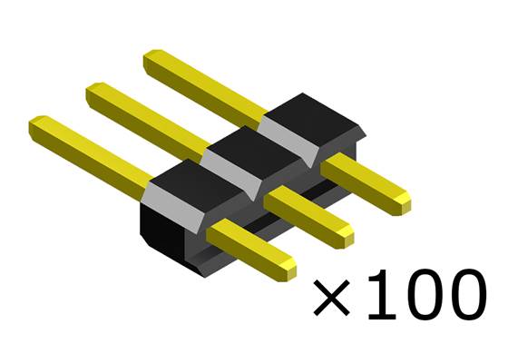 0.100″ (2.54 mm) Breakaway Male Header: 1x3-Pin, Straight, Black, 100-Pack.