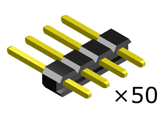 0.100″ (2.54 mm) Breakaway Male Header: 1x4-Pin, Straight, Black, 50-Pack.