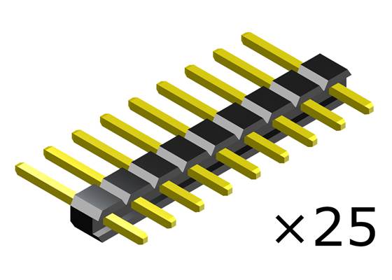 0.100″ (2.54 mm) Breakaway Male Header: 1x9-Pin, Straight, Black, 25-Pack.