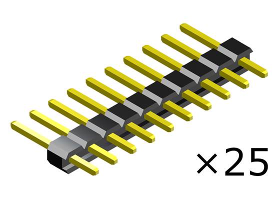 0.100″ (2.54 mm) Breakaway Male Header: 1x10-Pin, Straight, Black, 25-Pack.