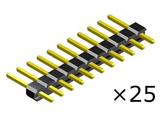 0.100″ (2.54 mm) Breakaway Male Header: 1x11-Pin, Straight, Black, 25-Pack.