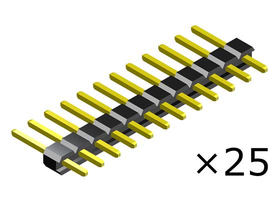 0.100″ (2.54 mm) Breakaway Male Header: 1x12-Pin, Straight, Black, 25-Pack.