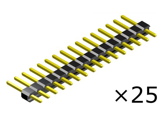 0.100″ (2.54 mm) Breakaway Male Header: 1x16-Pin, Straight, Black, 25-Pack.