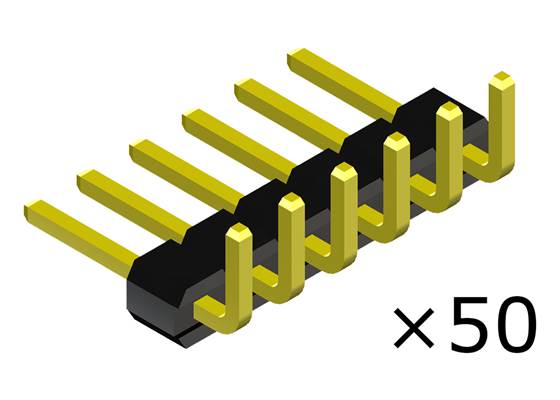 0.100″ (2.54 mm) Breakaway Male Header: 1x6-Pin, Right Angle, Black, 50-Pack.