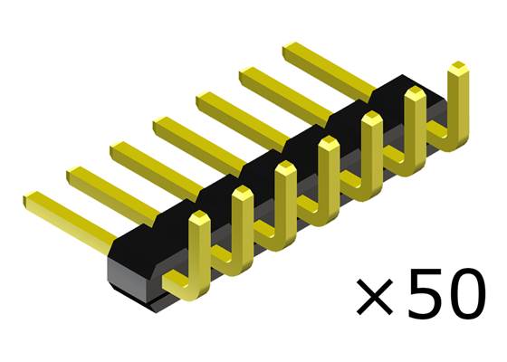 0.100″ (2.54 mm) Breakaway Male Header: 1x7-Pin, Right Angle, Black, 50-Pack.