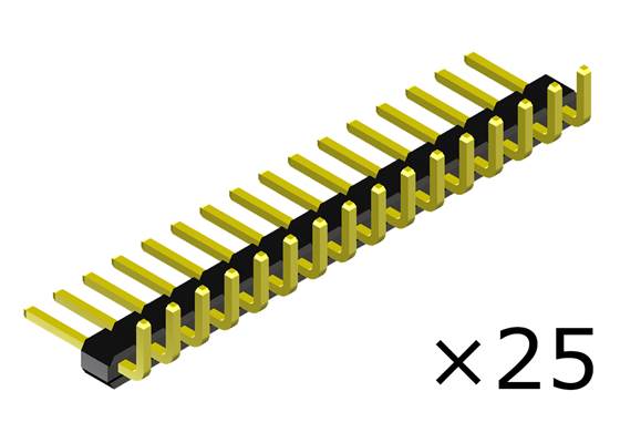 0.100″ (2.54 mm) Breakaway Male Header: 1x16-Pin, Right Angle, Black, 25-Pack.