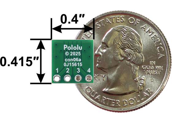 Breakout for JST SH-Style Connector, 4-Pin Male, bottom view with dimensions.