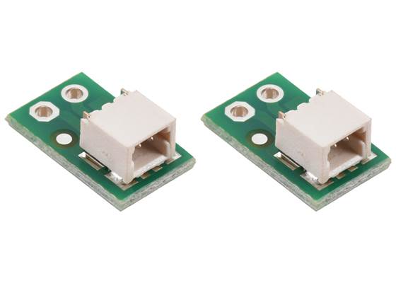 Breakout for JST SH-Style Connector, 2-Pin Male Side-Entry (2-Pack).