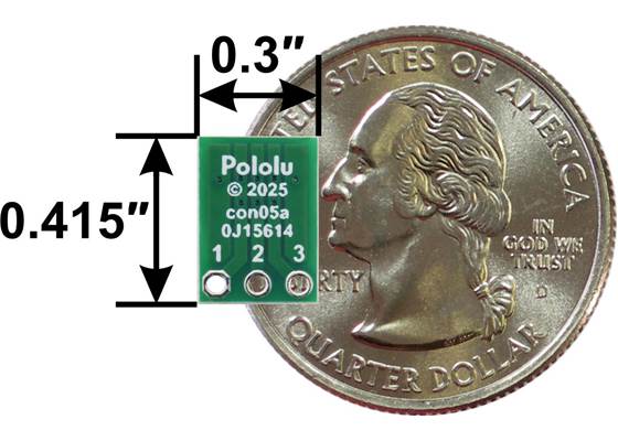 Breakout for JST SH-Style Connector, 3-Pin Male, bottom view with dimensions.