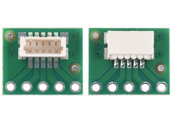 Breakout for JST SH-Style Connector, 5-Pin Male (Top-Entry version on left, Side-Entry version on right). (1)
