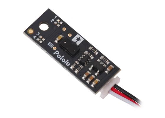 Pololu Digital Distance Sensor v2 with Side-Entry Connector, front view with 3-pin JST SH-style cable (cable not included).