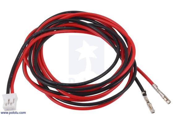 JST PH-Style Cable with Female Pins for 0.1" Housings, 2-Pin, 75cm.