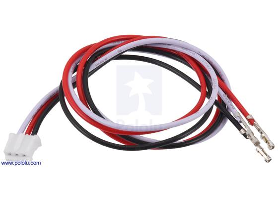 JST PH-Style Cable with Female Pins for 0.1" Housings, 3-Pin, 30cm.