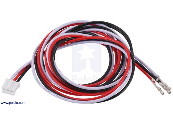 JST PH-Style Cable with Female Pins for 0.1" Housings, 3-Pin, 75cm.
