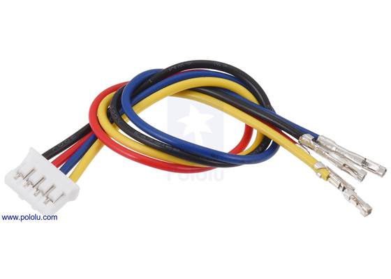 JST PH-Style Cable with Female Pins for 0.1" Housings, 4-Pin, 12cm.