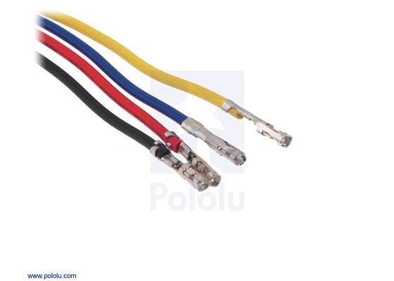 Crimped ends of the 4-pin JST PH-Style Cable with Female Pins for 0.1" Housings.