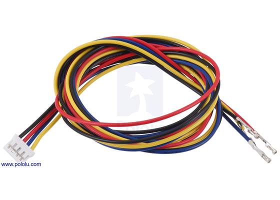 JST PH-Style Cable with Female Pins for 0.1" Housings, 4-Pin, 75cm.