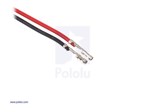 Crimped ends of the 2-pin JST PH-Style Cable with Female Pins for 0.1" Housings.