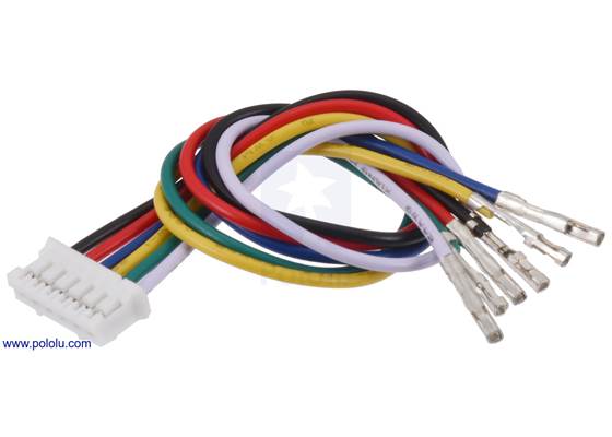 JST PH-Style Cable with Female Pins for 0.1" Housings, 6-Pin, 12cm.
