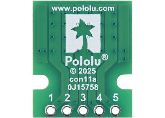 Breakout for JST PH-Style Connector, 5-Pin, bottom view.