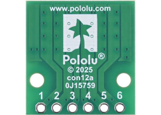 Breakout for JST PH-Style Connector, 6-Pin, bottom view.