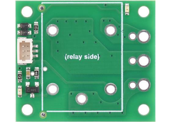 Top view of the Pololu Basic SPDT Relay Carrier for “Sugar Cube” Relays with JST SH-Style Top-Entry Connector.
