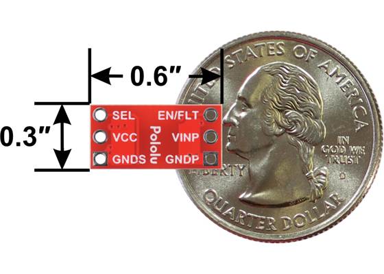 Isolated DC-DC Power Module, UCC33420, 5V/5.5V, 300mA, basic dimensions with US quarter for size reference.