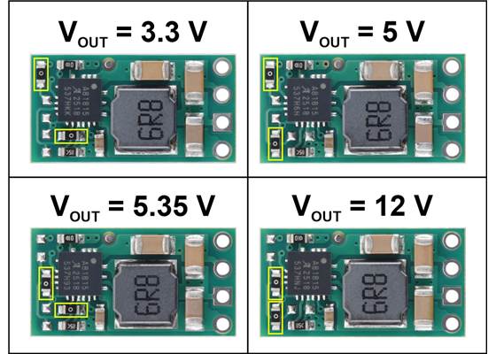 Four output voltage options are available, with the voltage determined by how a pair of zero-ohm resistors are populated.
