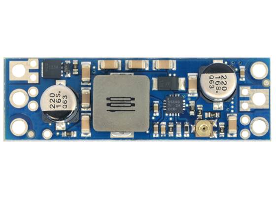 Pololu adjustable 4-12V step-up voltage regulator U3V50ALV, top view.