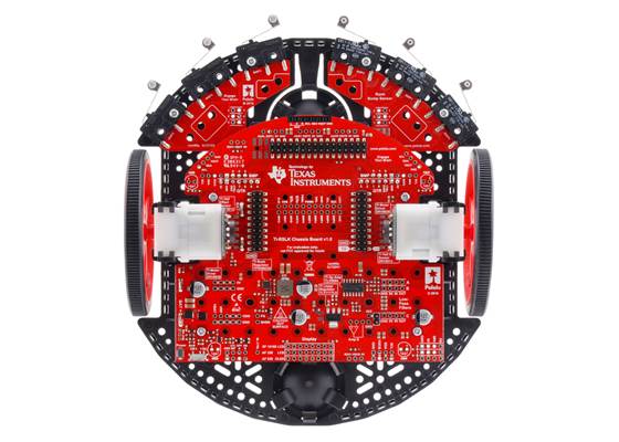 Pololu Chassis Kit for TI-RSLK MAX, assembled top view.