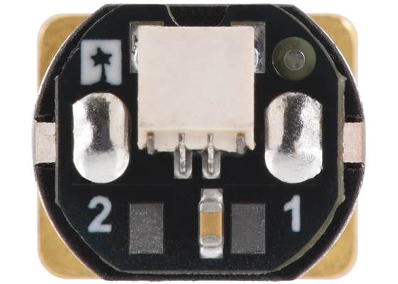 Micro Metal Gearmotor with Side-Entry, 2-Pin JST SH-Style Connector Board, back view.