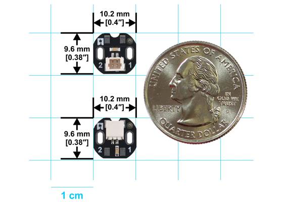Basic dimensions of the JST SH-Style Connector Boards for Micro Metal Gearmotors.