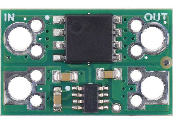 Pololu Ideal Diode Reverse Voltage Protector, 4-60V, 25A, top view.