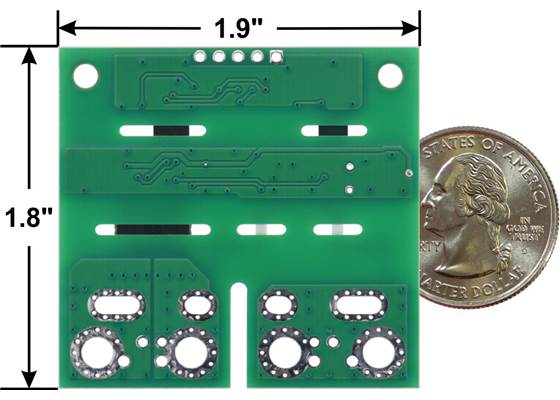 ACS37800KMACTR-030B3-I2C Power Monitor Carrier with Secondary I²C Isolation, bottom view with dimensions.