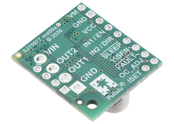 MPQ6612A Single Brushed DC Motor Driver Carrier, bottom view.