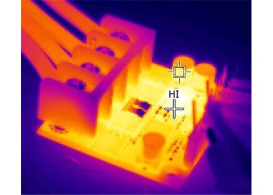 Thermal image of a high-current test.