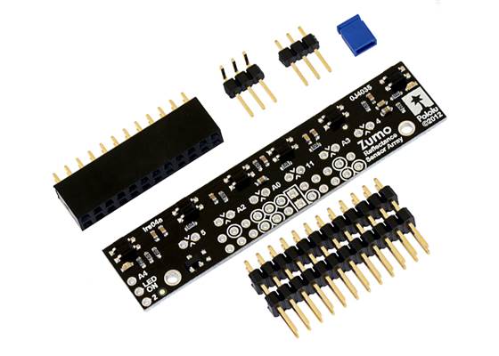 Zumo reflectance sensor array with included hardware.