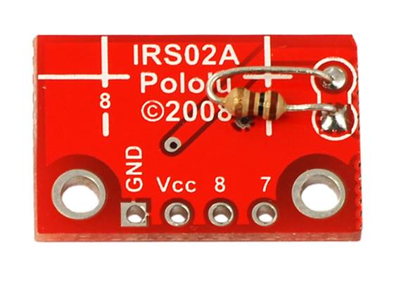 Solder the included resistor to the 2-sensor array piece as shown to make the separated piece functional.