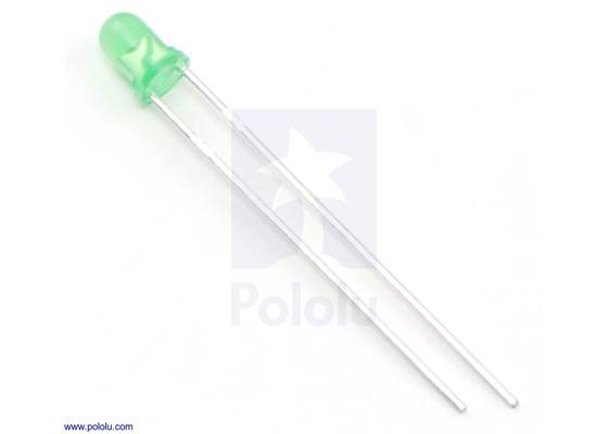 T1 (3mm) Green LED with Green Diffused Lens.