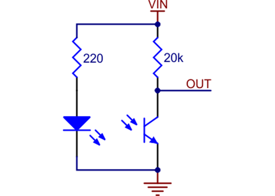 QTR-L-1A reflectance sensor schematic diagram.