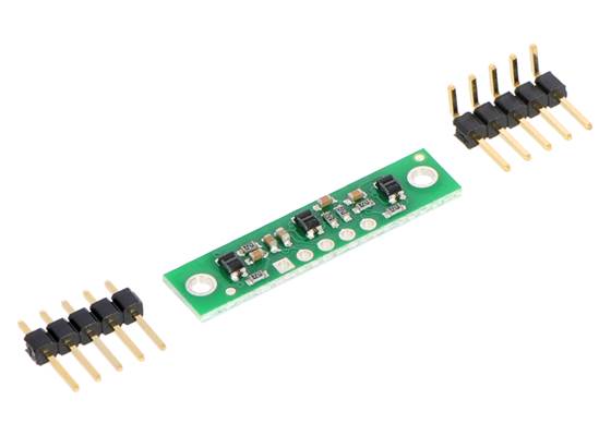 QTR-3A or QTR-3RC reflectance sensor array with included header pins.