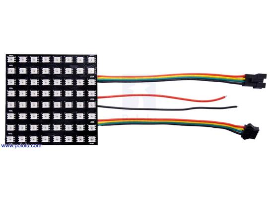 Addressable RGB 8×8-LED Flexible Panel, 5V, 10mm Grid (APA102C or SK9822), top view.