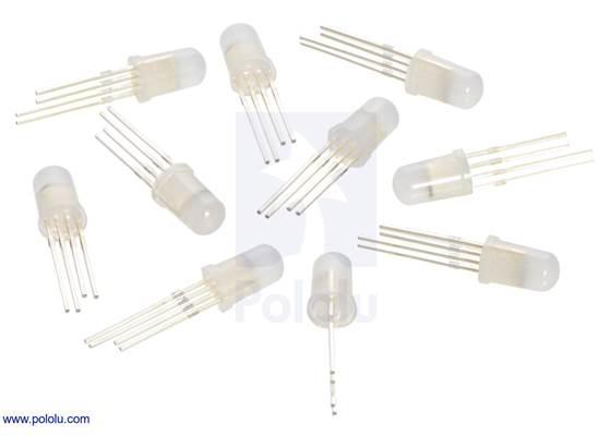 Addressable 5mm RGB LED with diffused lens, WS2811 (10-Pack).